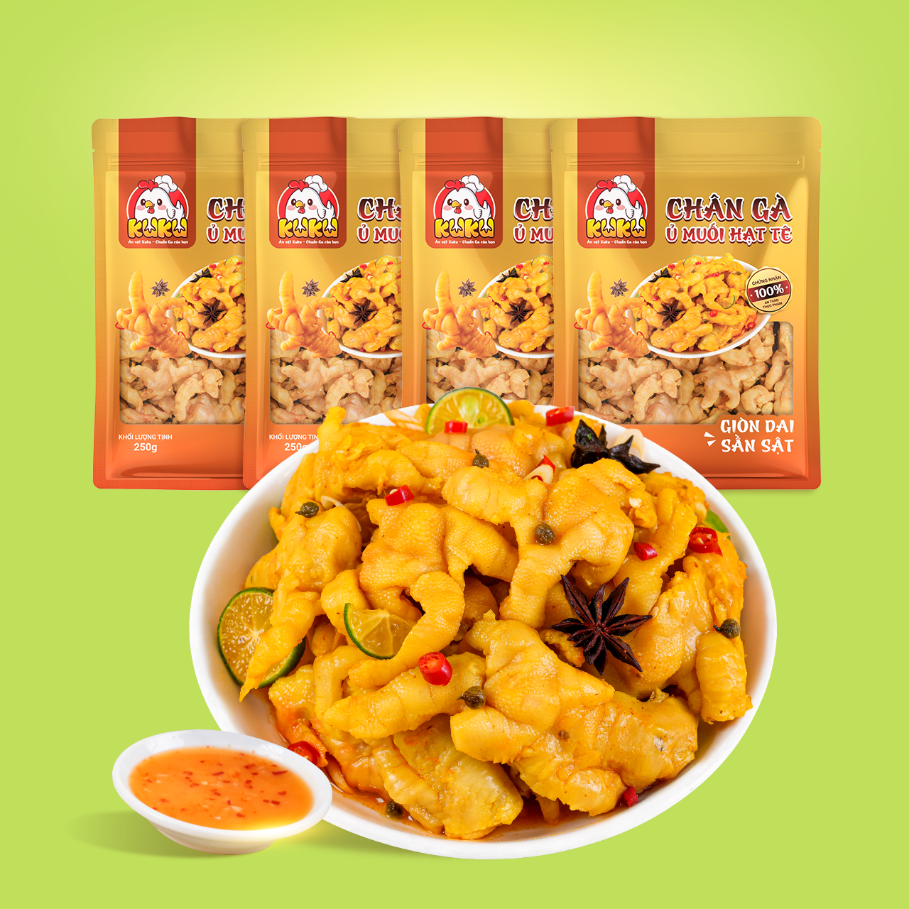 COMBO 4 Gà ủ muối hạt tê 250gr